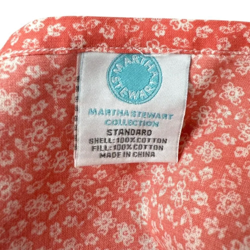 Martha Stewart Quilted Pillowcase One Standard Sham Pink White Print 100% Cotton